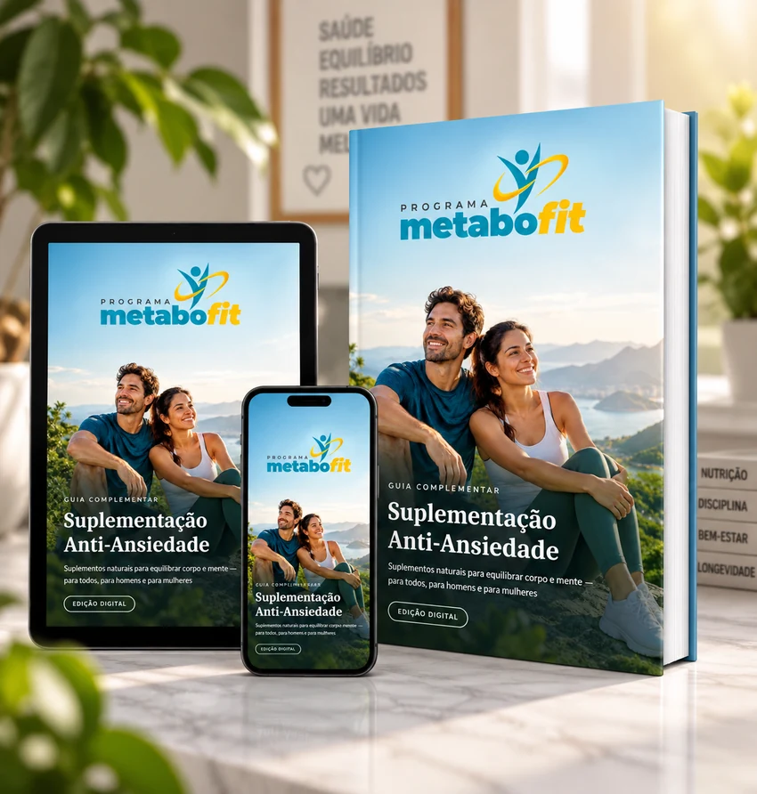 Mockup oficial do guia Suplementação Anti-Ansiedade