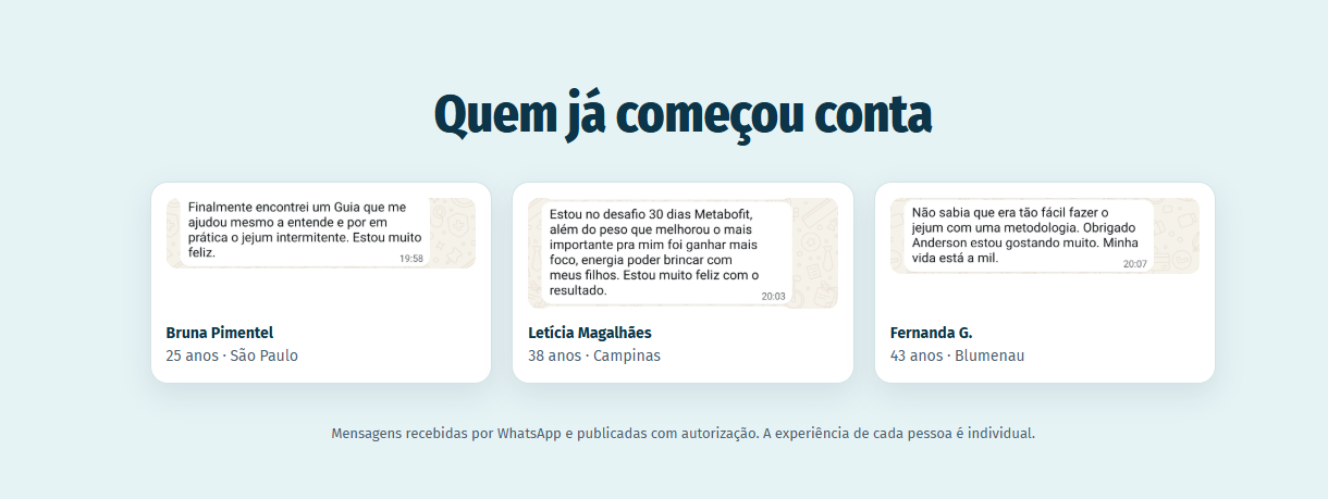 Mensagens autorizadas de Bruna Pimentel, Letícia Magalhães e Fernanda G.